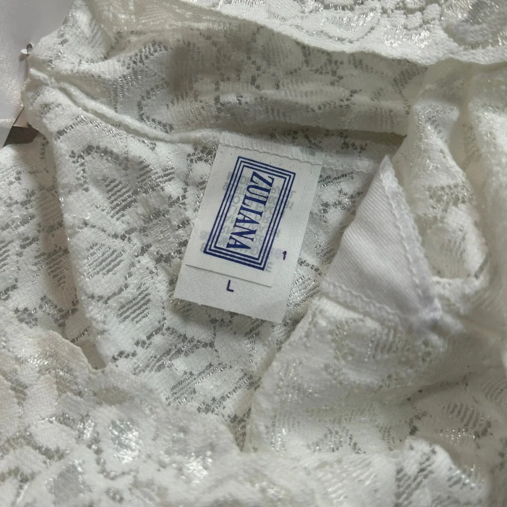Zuliana VTG White Floral Lace Boyshort Panties Size L NWT Made in Brazil‎ New